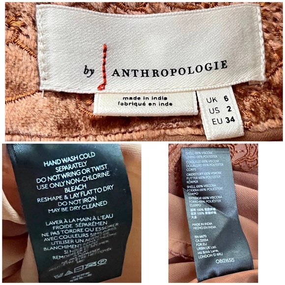 Anthropologie Lucie Embroidered Slip Velvet Dress NWOT New 2 - Picture 11 of 11